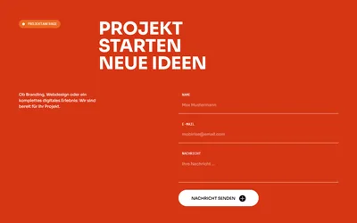 Formular-Block mit Feldern für Name, E-Mail und Nachricht