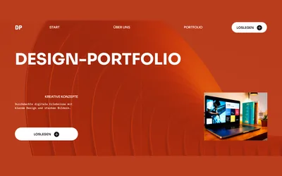 Header-Block mit großer Überschrift und dem Button „Loslegen“